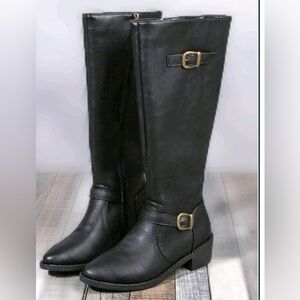 🔥🆕🔥SHEIN - Vegan Leather Calf-High Heeled Boots with Side Zipper Access Size 40